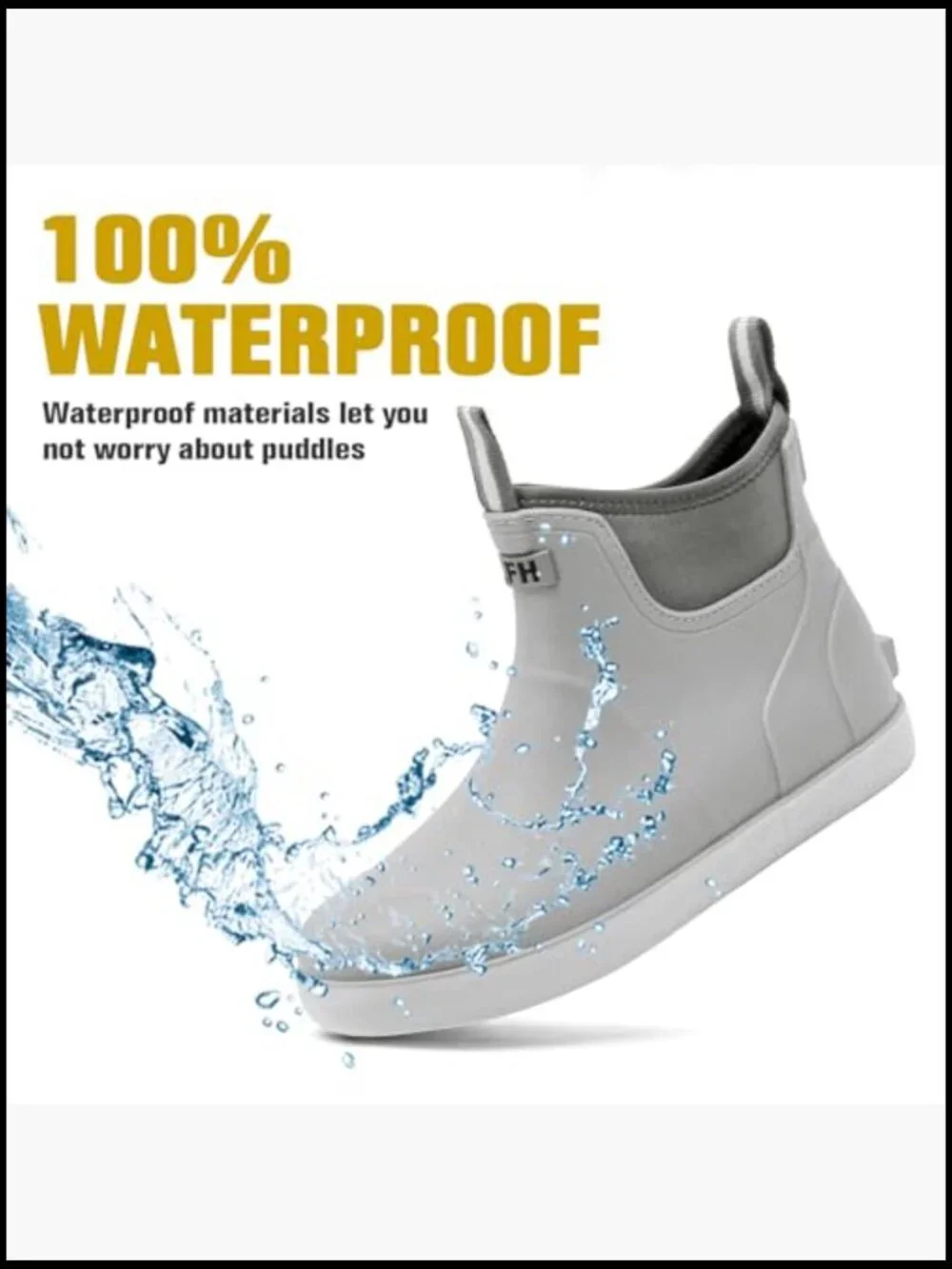 Waterproof Ankle Rain Boots Men Anti-Slip Traction Outdoor Rubber Fishing